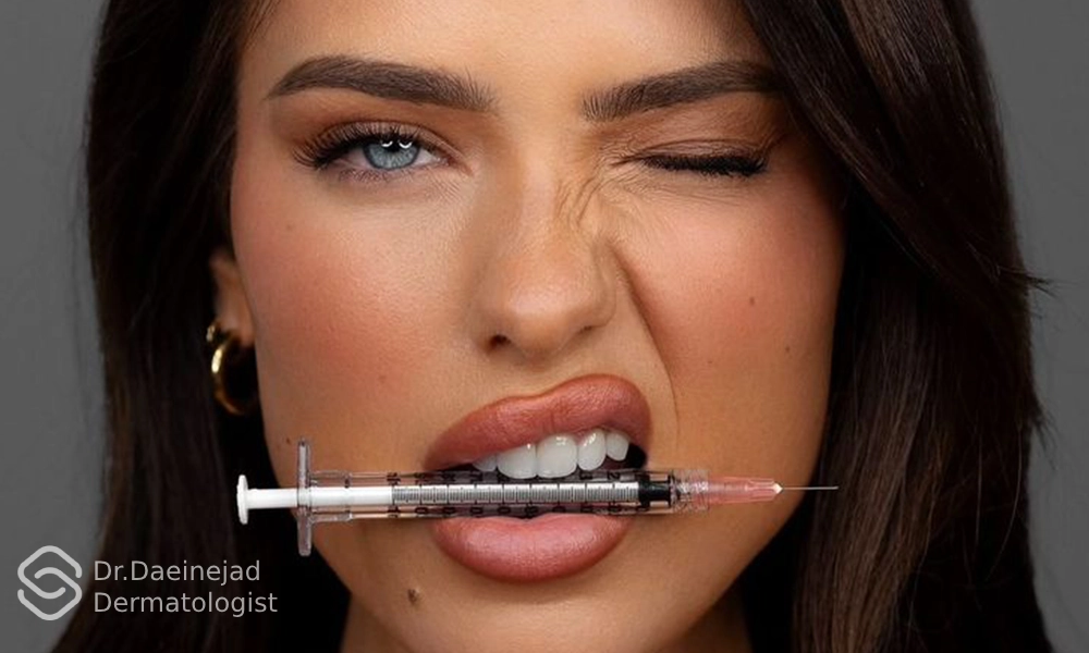 عکس تزریق فیلر با خانمی زیبا