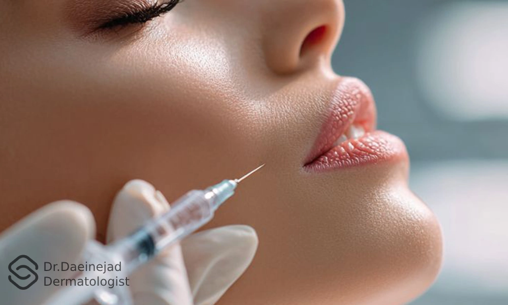 تزریق فیلر یا ژل به گونه یک خانم