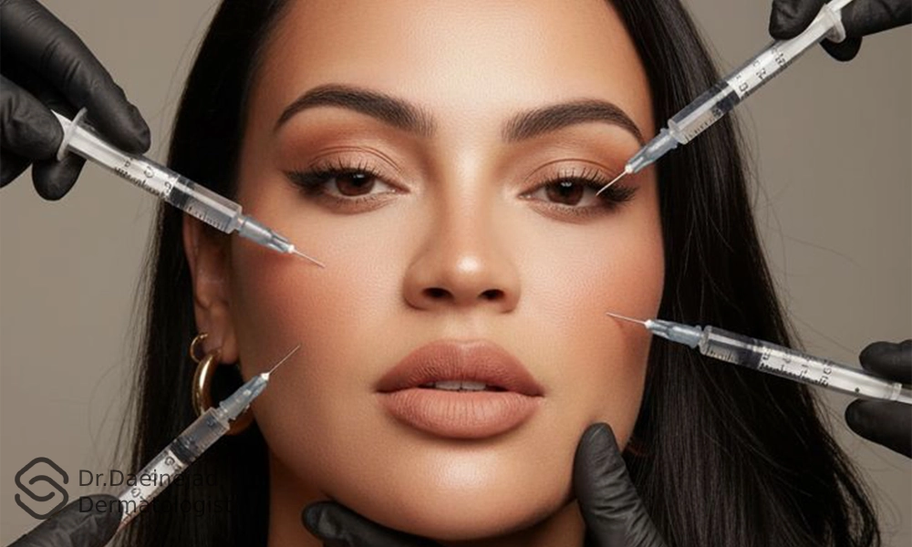 سرنگ های ژل روی صورت خانم | تزریق فیلر
