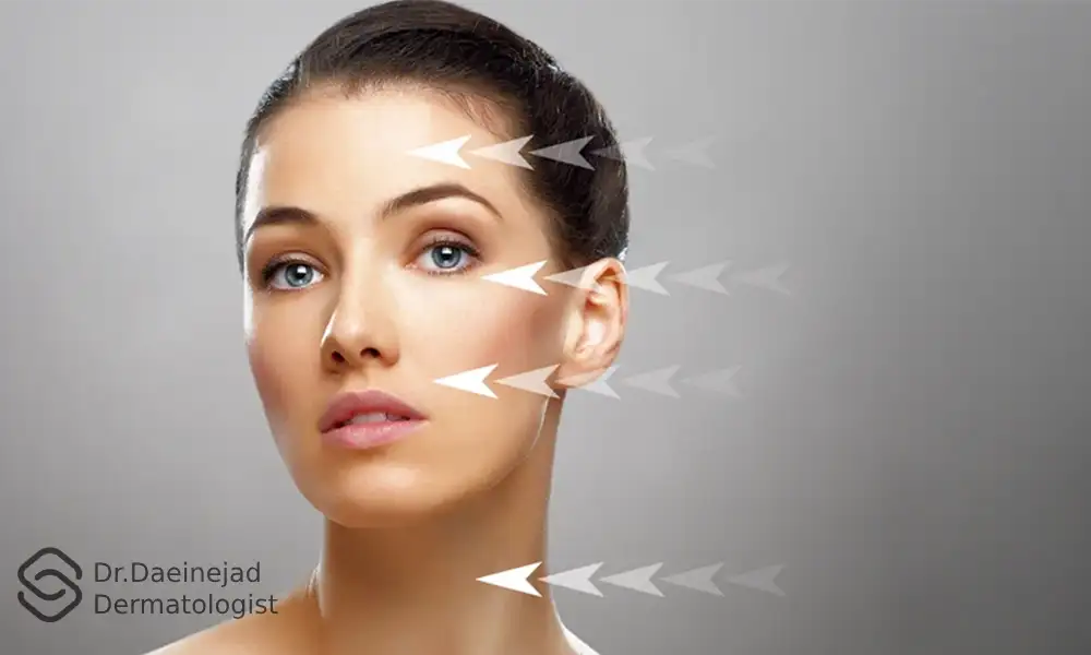 چهره جوان و شاداب یک خانم بعد از تزریق فیس فریم متد یا فول فیس