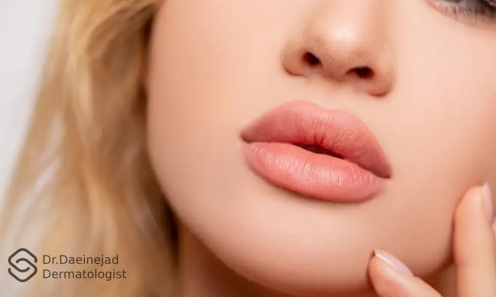 لب های خانمی بعد از تزریق مدل ژل لب