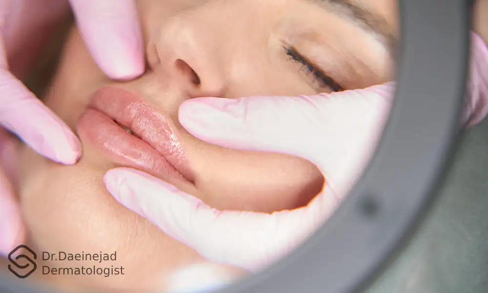 ماساژ بعد از تزریق ژل لب