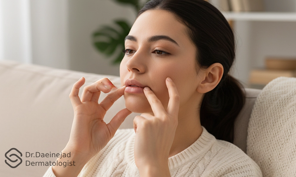 عکس ماساژ لب بعد از تزریق ژل