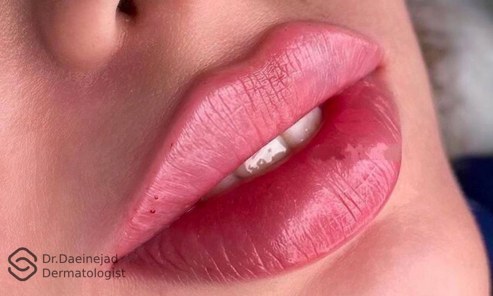 فرم لب ها بعد از تزریق  ژل لب روسی